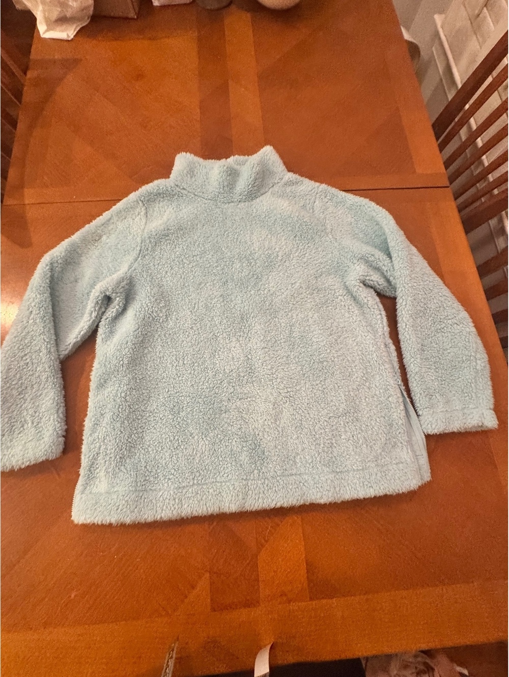 Talbots Light Blue Fuzzy Turtleneck Pullover Sweater Side Zipper L petite 398